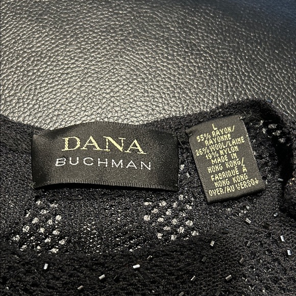 Dana Buchman Black Beaded Lace Short Sleeve Top - Picture 2 of 8